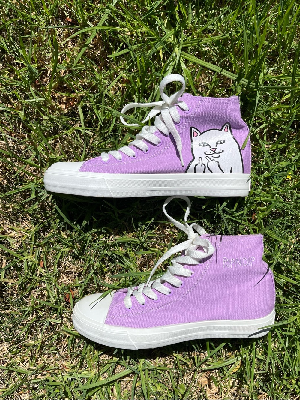 RIPNDIP Women’s Lord Nermal High Top Lavender Lt Purple Cat Sneakers Shoes 8